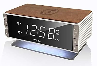 Technoline Radio-Réveil Moderne WT487, Compatible avec Les Appareils Mobiles Compatibles Qi (Charge sans Fil, Fonction de Charge Inductive)