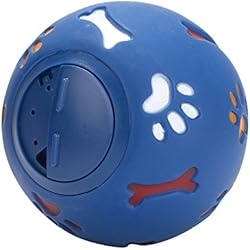 Kiao Jouet Distributeur de Croquettes en Caoutchouc pour Chat-Distributeur de Friandises-Jouet Interactif à Friandises-Jouets à Mâcher-Bleu,S