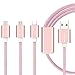 Price comparison product image I-Sonite Rose Gold Premium Quality 1 Meter Length 3 in 1 Multiple USB Charging Cable High Speed Nylon Braided with Type C/8 Pin Lighting/Micro USB Connector For Huawei P20 Lite