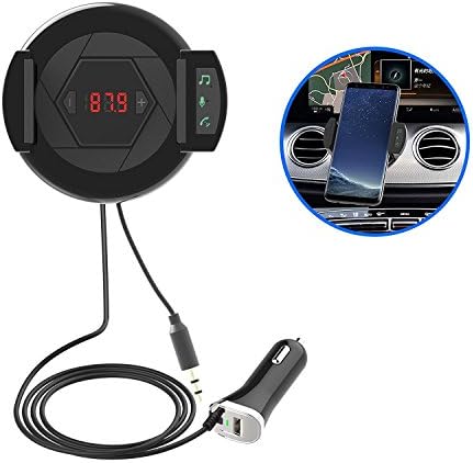Rugum Phone Holder Bluetooth FM Transmitter,Wireless Hi-Fi FM Transmitter,Music Player Receiver Car Kit,Hands Free Calling,Aux input for Smarphone,Android,MP3