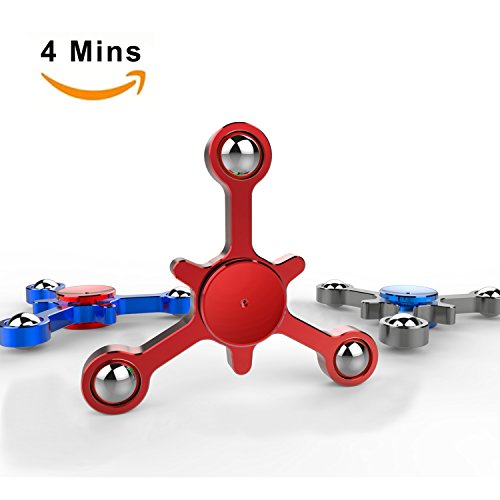 Fidget Spinner Finger Toy Aluminum Alloy Best Stress Reducer Spinning Top for ADHD, Anxiety, Time Killing with Max 4+ Mins Spinning time - by KOMVOX (3 colors)