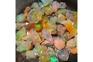ATOZ SHOPPING Natürlicher äthiopischer Opal, rau, 1 Stück (1,00 ct, 3,00 ct, 5,00 ct), erstaunlicher Multi Fire Welo Feueropal, rau, unbehandelt, rauer Edelstein, schwarzer Opal All Mix Fire 5 Carat