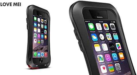 Crazyprofit iPhone 6 Accessories Love mei Heavy Duty iPhone 6 Case ShockProof WaterProof DustProof Gorilla Glass Tempered glass protecting Metal Case Cover for Apple iPhone 6 4.7" (Black, Curve Sharp)