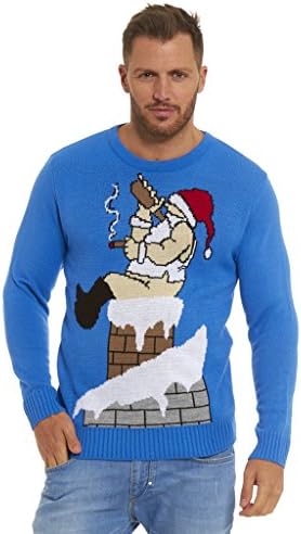 LEKEEZ TM Mens Ladies Unisex Christmas Xmas Jumper Sweater Tunic Santa Rudolph Knitted Classic Retro Vintage Novelty Jumpers (SANTA'S HAD ENOUGH JUMPER L)