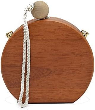 Ladies Clutch Bag Environmental Protection Wooden Box Evening Bag Fashion Banquet Bag Dinner Handbag Small Chain Bag,DeepWoodColor-14.5*5.5*13.5cm