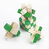 Andux 4pcs / set Puzzle Entsperren Holzspielzeug Kongming Verschluss Luban Lock3D Holz-Würfel Gehirn Teaser Puzzle Wizard Magic Cube 4 Satz KMS-01