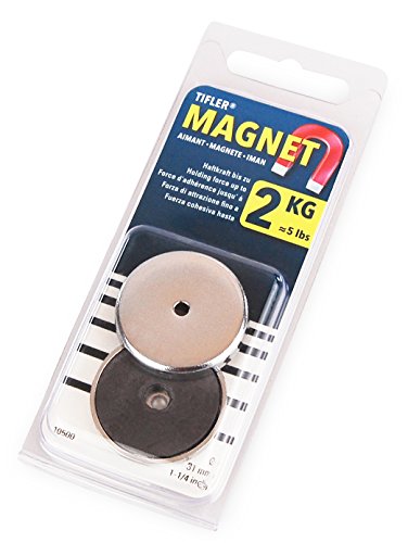 Rundmagnet 31 x 4 mm bis 2 kg, 2 Stück, Starker Magnet rund, verchromt - 2