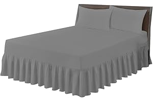 COTON MODE Grey Easy Iron Super King Valance Sheet - Poly Cotton Superking Size Bed Skirt Valance Sheet 183CM x 198CM - Polycotton Super King Size Frilled Base Fitted Valance Sheet