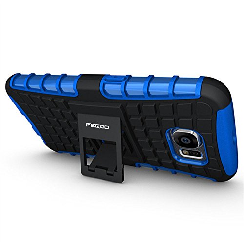 Galaxy S6 Hülle,Pegoo Schutzhülle Dual Layer Hybrid Harte Rüstung Handyhülle Drop Resistance Handys Schutz Hülle mit Anti-Kratz Stoßfest Schutzhülle mit Ständer Case Hülle Cover fall Schale für Samsung Galaxy S6 (Blau) - 2
