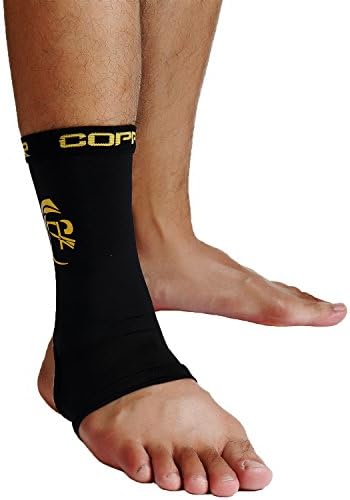 CROSS1946 Copper Compression Arthritis Ankle Support Sleeves - Copper Infused Arch Support Relief of plantar fasciitis, ankle pain, Achilles tendon & foot pain with open heel