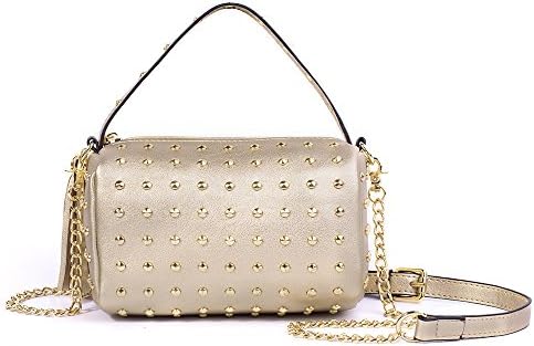Meoaeo Mini Bag Chain Rivets Pillow Pack Portable Shoulder Messenger Bag Golden