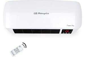 Orbegozo SP 6000, Calefactor baño, 2000 W, 2 niveles de calor, elementos cerámicos PTC, programación diaria semanal, termostato digital, mando a distancia, protección sobrecalentamiento, color blanco
