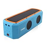 Solar Bluetooth Lautsprecher mit Powerbank 4400mAh 55 Stunden Spielzeit Dual Treiber HD Stereo Bass Sound Bluetooth 4.0 Tragbar Lautsprecher für Radfahren,Camping,Wandern,Strand Außen-Lautsprecher