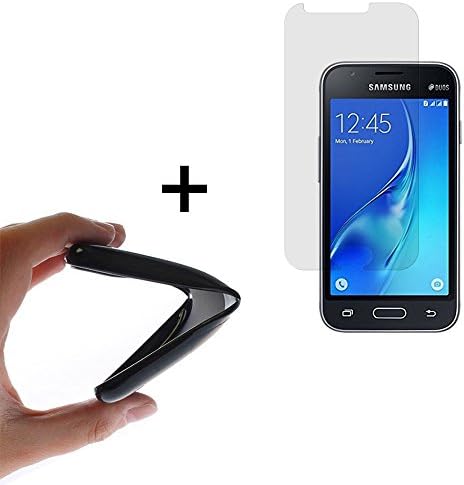 WoowCase [ Samsung Galaxy J1 Mini 2016 ] Case [ +1 Tempered Glass Screen Protector ] Silicone Case Cover TPU Gel Premium Flexible Soft Rubber for Samsung Galaxy J1 Mini 2016 - Black