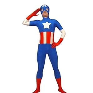EyeCandy UK Capitán América SuperSkin Traje – Adulto Unisex Hombres y Mujeres Segunda Piel | Mono Onesie Ropa Disfraz Halloween Lycra
