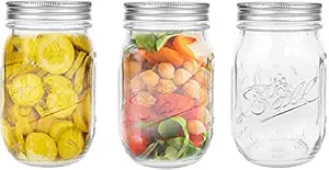 STAR WORK- 500 ml Ball Regular Mouth Mason Jars Airtight lids and Bands. For Canning, Fermenting, Pickling - Store & Decor (3)