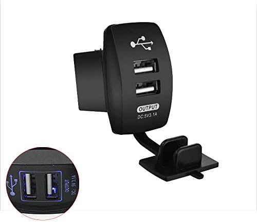 Hakkain DC 12V 3.1A Waterproof Dual Car Motorcycle USB Charger LED Socket Plug Outlet