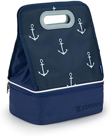 YONOVO Insulated Lunch Bag Cooler Tote with Dual Food Grade Compartment for Work Office School (Anchor-Blue)