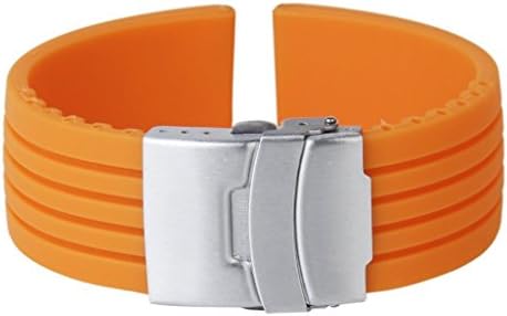 PDHU Fashion Waterproof Rubber Watch Strap Band with Buckle _Orange