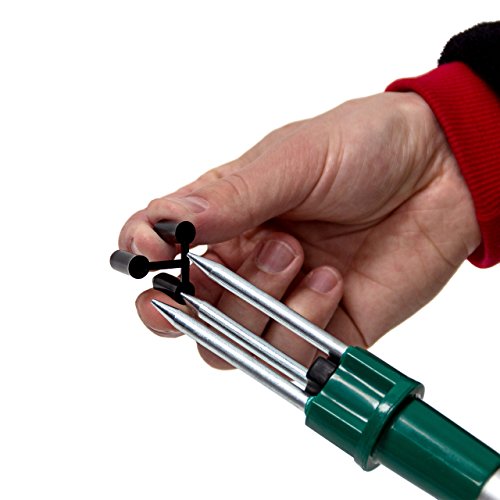 Relaxdays Unkrautstecher Länge: 100 cm Unkrautentferner aus Aluminium mit Auswurf-Mechanismus Löwenzahnstecher und Distelstecher ergonomischer Unkrautzieher mit Stahlkrallen, grün-grau - 3