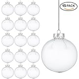 15 Bolas Navideñas Transparentes Decorativas - Adorno para Árbol de Navidad – Adorno Colgante Personalizable – Accesorio de Decoración para Fiesta de Celebración - Ornamento Plástico Elegante – Regalo, Arte y Manualidades