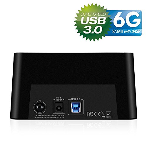 FANTEC MR-U3-6G Dockingstation (für 6,35 cm (2,5 Zoll) und 8,89 cm (3,5 Zoll) SATA I/II/III Festplatten und SSDs, USB 3.0 SUPERSPEED Anschluss, 6G Support, UASP) schwarz - 2
