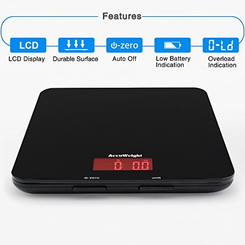 Accuweight AW-KS001 digitale Küchenwaage aus Sicherheitsglas mit LCD Display, 5kg, schwarz, Inkl. Batterie - 5
