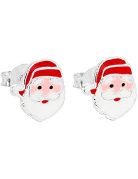 Süße Sterling-Silber & Emaille Santa Claus Weihnachten Ohrstecker