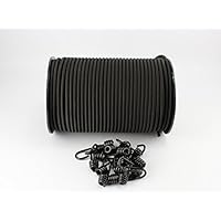8mm Expanderseil schwarz 20m + 10 Spiralhaken Gummiseil Planenseil Haken Seil