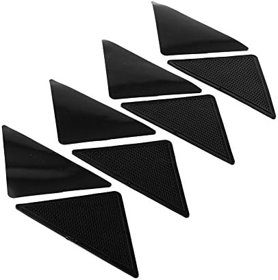Oripo 4*6 Inch Self Adhesive Rug Carpets Grippers Reusable Washable Non Slip Grip Corners Pad Rug Grippers Underlay for Hard Floors Black,Pack of 8