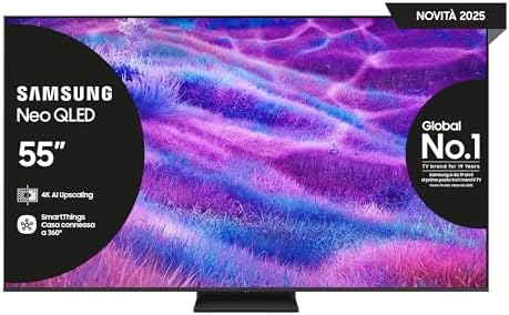 Samsung Smart TV 55'' QE55QN83FAUXZT Neo QLED 4K Mini LED, NQ4 AI Gen2 Processor, 4K AI Upscaling, AI Customization Mode, Dolby Atmos & OTS Lite, Simple Chamfer Design, 2025