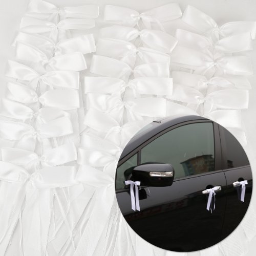 *Versand aus Deutschland*50 Weiss Antennenschleifen Schleifen Autoschmuck Autoschleifen Deko Hochzeit Party