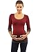 PattyBoutik Mama Trim Scoop Neck Maternity Tunic Top (Burgundy with Grey 14)