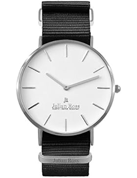Julian Ross JR1007 Armbanduhr Analog Herren Quarz, Armband Stoff, Gehäuse Metall 40 mm, 6 Farben (schwarz)