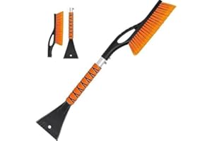 PLACHIDAY Ice Scraper Car with Broom - 2-in-1 Snow Brush Car with Ice Breaker Function, Ultra Car Ice Scraper with Ergonomic Foam Handle for Car, Truck and SUV (68 cm) - Ice Scraper Car with Snow Brush - 2-in-1