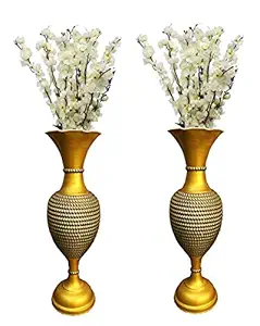VARDA Zyrah Multicolour Hand Crafted Gold Lace Cast Iron Floor Vase-24 Inches (2)