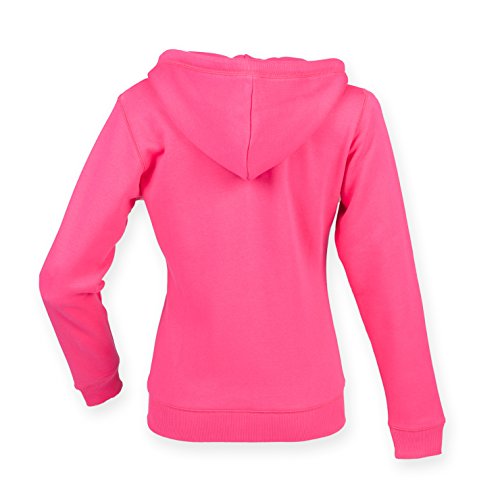 Front Row Ladies Zip Through Hoodie in Bright Pink L