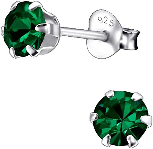 EYS Jewellery - Ladies round stud earrings, 925 sterling silver with sparkling Zirconia, 5 mm