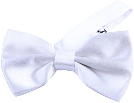 JINIU Men Solid Tuxedo Formal Adjustable Length Stylish Designer Bow Ties Boxed NB2 White