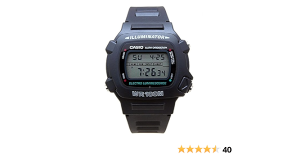 Men's Casio Digital Black Silicone 36 mm Watch W740-1V