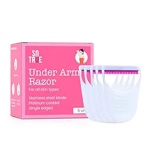 Sotrue Underarm Razor For Women | For Instant Hair Removal | Easy to Use, Disposable and Washable | Platinum Coated Water Resistant Blades I Pack of 5 Razors, White