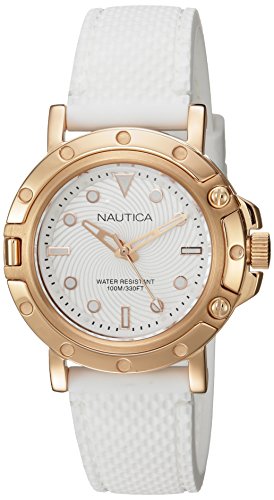 Nautica Damen Analog Quarz Uhr mit Silikon Armband 6.56086E+11