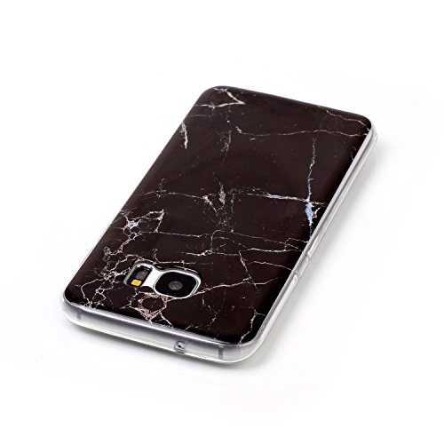 Cozy Hut Für Samsung Galaxy S7 Edge Handyhülle mit Marmor / Marble Design(schwarz / weiß) | Handytasche | | Schale | | Hülle | | Case | Handy-etui | TPU-Bumper | Soft Case | Schutzhülle Cover für den optimalen Schutz ihres Samsung Galaxy S7 Edge (5,5 Zoll) – Schwarzer Marmor - 4