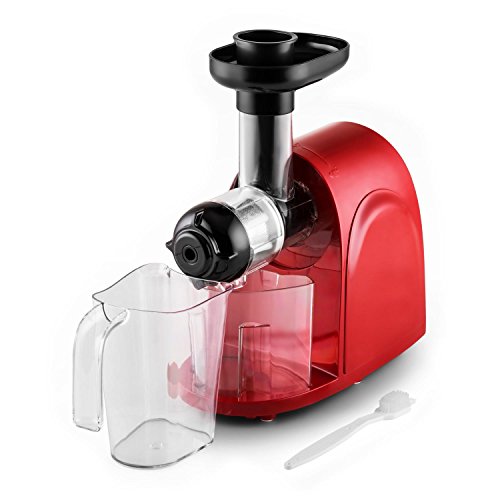 Klarstein Entsafter Saftpresse Slow Juicer (150W, 80 U/min, Auffangbehälter, Presswerk, Stopf-Stößel, Reinigungsbürste, große Einfüllöffnung) rot-schwarz - 7