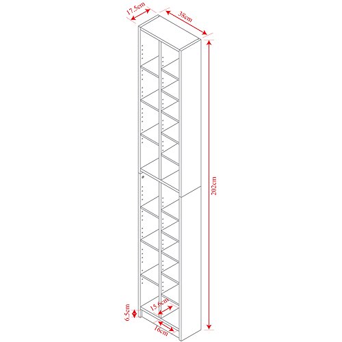 BLOCK - Tall Sleek 360 CD / 160 DVD Media Storage Tower Shelves - Dark Oak