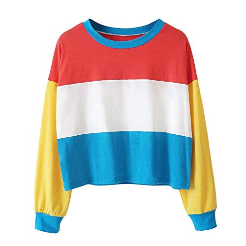 Preisvergleich Produktbild JUSTSELL Langarmshirts Tops Damen Herbst Winter,Frauen Regenbogen Pullover Rundhalsausschnitt Oberteile Casual Pullover Sport Pullover