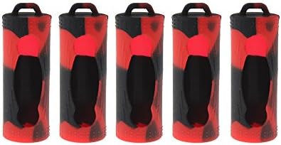 RAYEE Protective Silicone Case Cover for 26650 Batteries 5-Pack (Black Red)