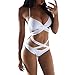 Produktbild Setsail Damen Bikini High Waist Push Up Badeanzug Bademode Strandmode One Pice Tankini Swimwear Trägerlosen Badeanzug Mode sexy V-Ausschnitt Träger Bikini (Weiß, S)