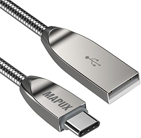 USB C Cable MAPUX USB Type C Cable USB to USB C Cable with Stainless Steel Exterior (100cm) for Huawei Mate 9, P9, P10, Honor 8, Samsung Galaxy S8, LG G5, V20, HTC 10 / Bolt, Lumia 950 / 950XL, Moto Z, Nexus 5X / 6P, Nokia N1, OnePlus 2/3/3T , ZTE Axon 7, Sony Xperia XZ / XZS, MacBook Pro 2016, etc.