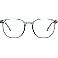 LENSKART AIR Signia (Durable, Flexible and Light-Weight) Zero Power Bluecut and Antiglare Computer Eyeglasses | Green Transparent Round Full Rim | For Men and Women | Medium | LA E14963, Green